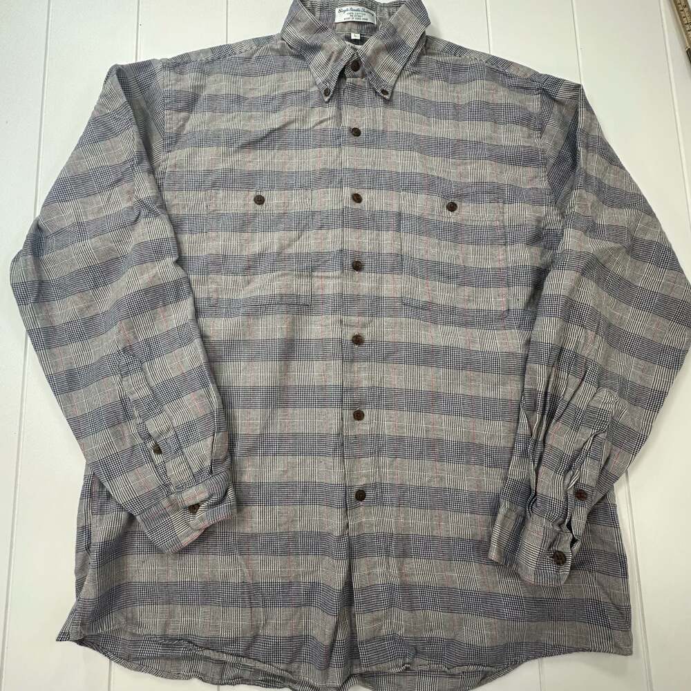 Harbour Club Single Needle Tailoring Mens Plaid Button Down Long Sleeve Shirt Si